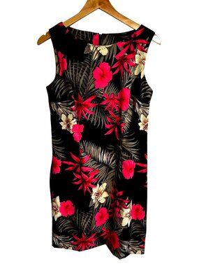ALYX Dress Black Tropical Floral Sheath Sleeveless Zip Back Sz 12